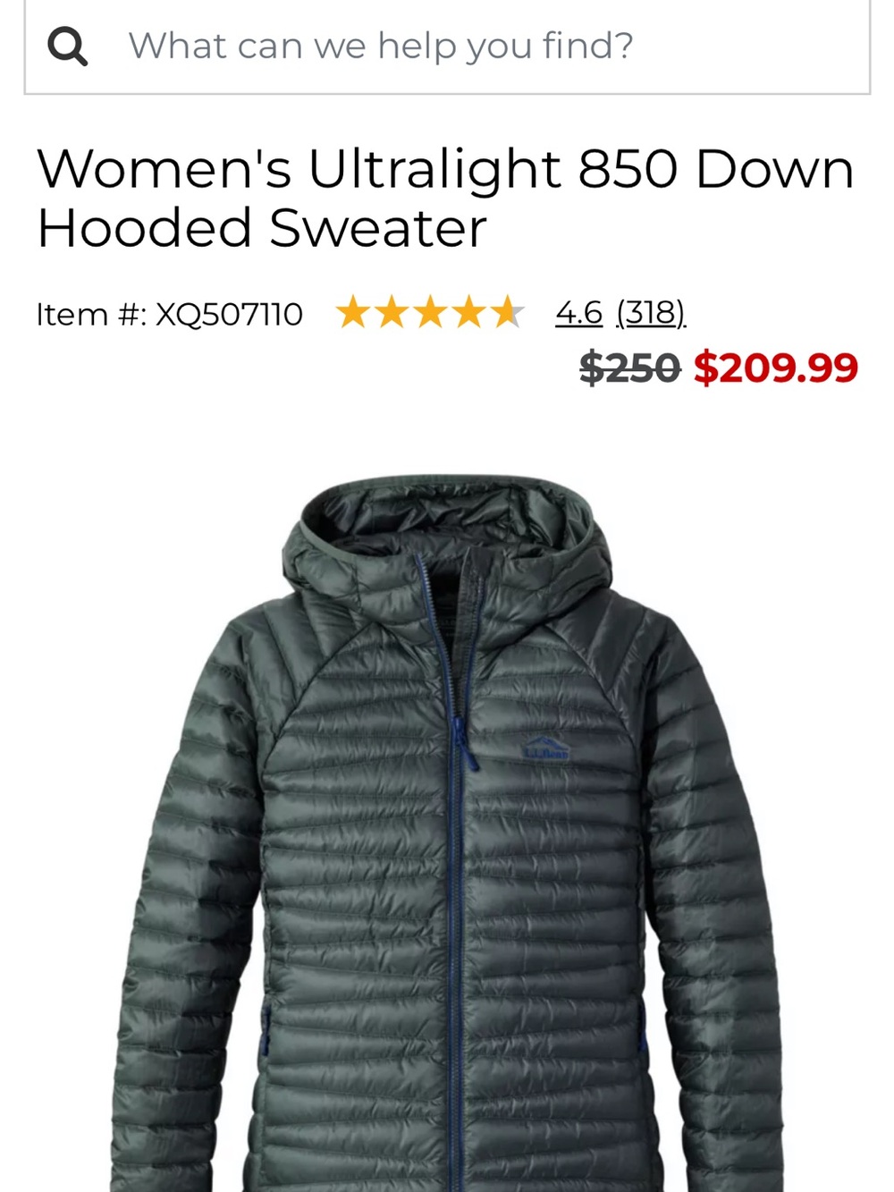 L.L. Bean Mint Green ultra light 850 Quilted Down Jacket women